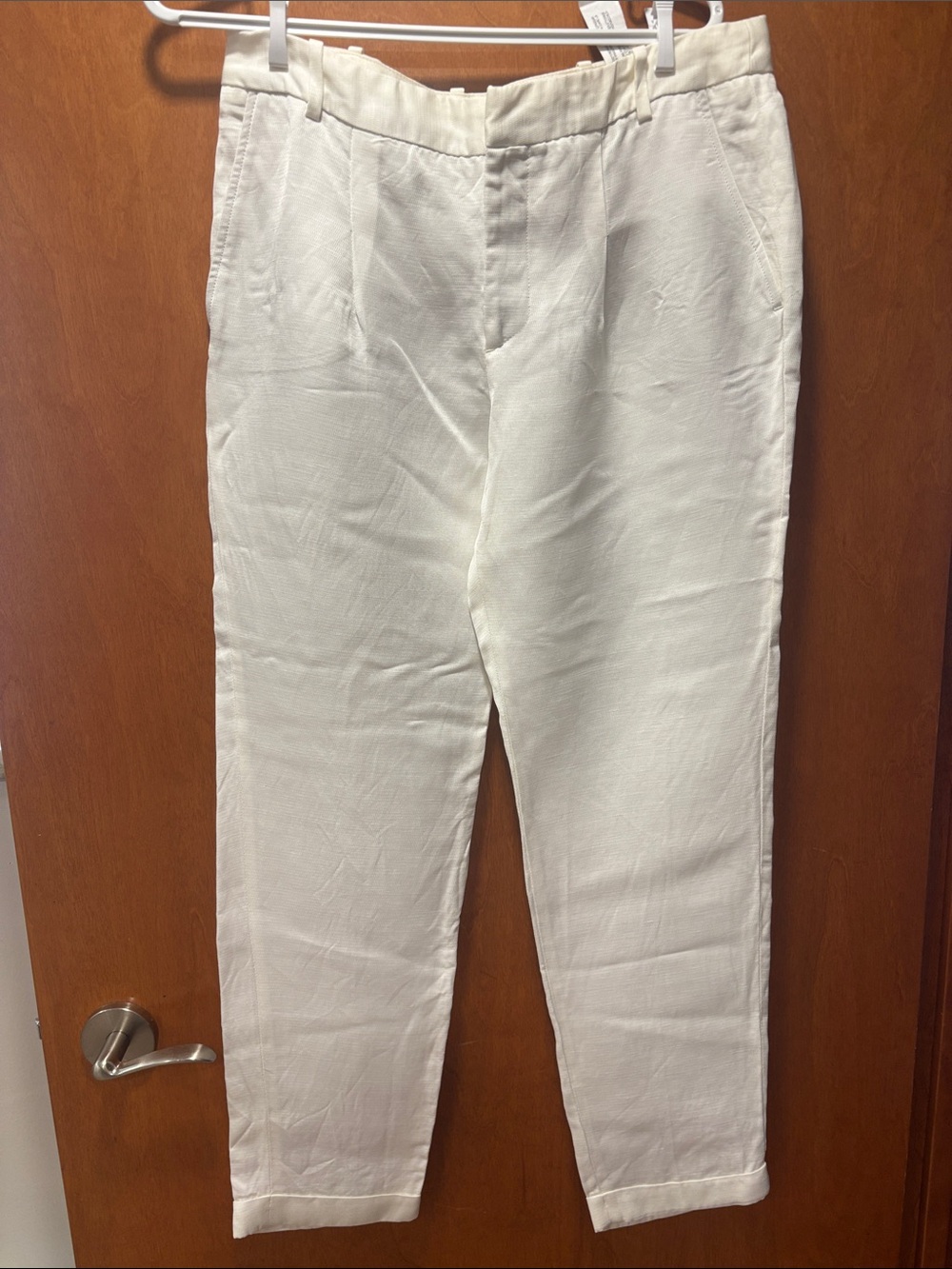 Zara Basic Cream Straight-Leg Pants